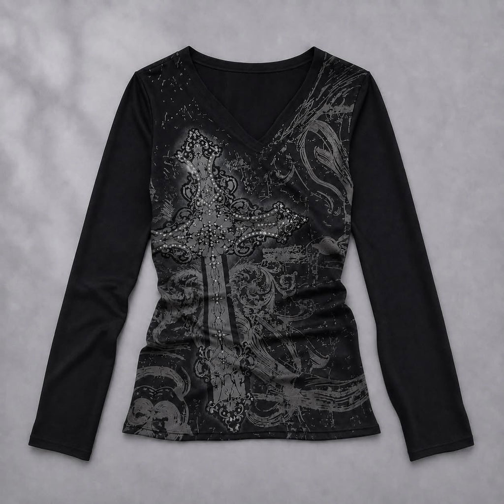 Nocturne Cross Long-Sleeve Top