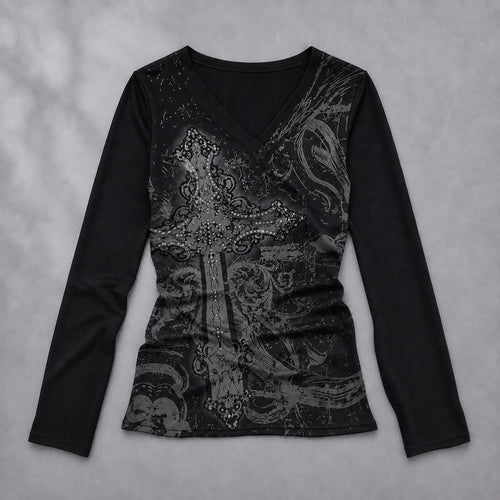Nocturne Cross Long-Sleeve Top